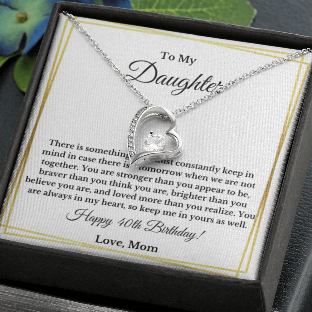 Daughter's 40th Birthday Necklace Gift With Message Card, To My Daughter 40th Birthday Gift, Daughters 40th Birthday, 40th Birthday From Mom