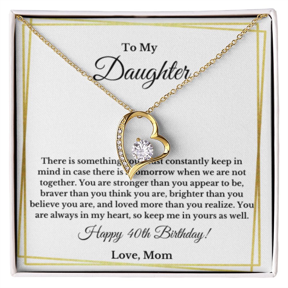 Daughter's 40th Birthday Necklace Gift With Message Card, To My Daughter 40th Birthday Gift, Daughters 40th Birthday, 40th Birthday From Mom