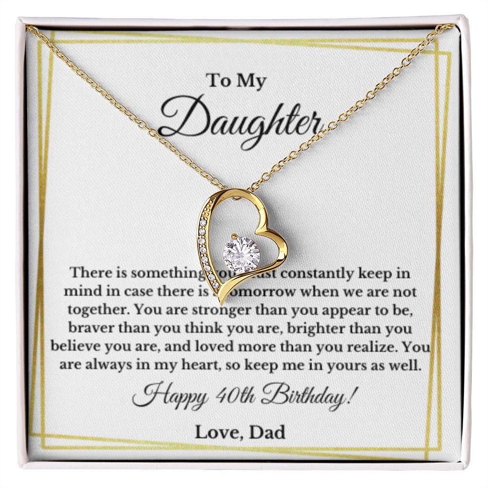 Daughter's 40th Birthday Necklace Gift With Message Card, To My Daughter 40th Birthday Gift, Daughters 40th Birthday, 40th Birthday From Dad