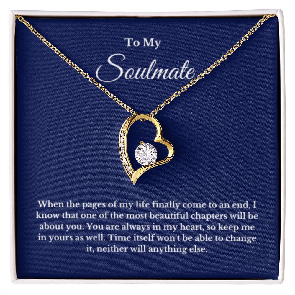 To My Soulmate Heart Pendant Necklace - Sterling Silver & Stainless Steel - Adjustable 17.5"