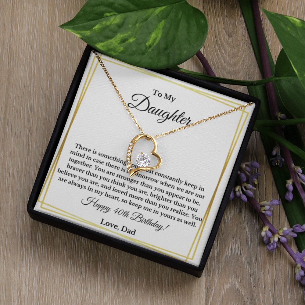 Daughter's 40th Birthday Necklace Gift With Message Card, To My Daughter 40th Birthday Gift, Daughters 40th Birthday, 40th Birthday From Dad