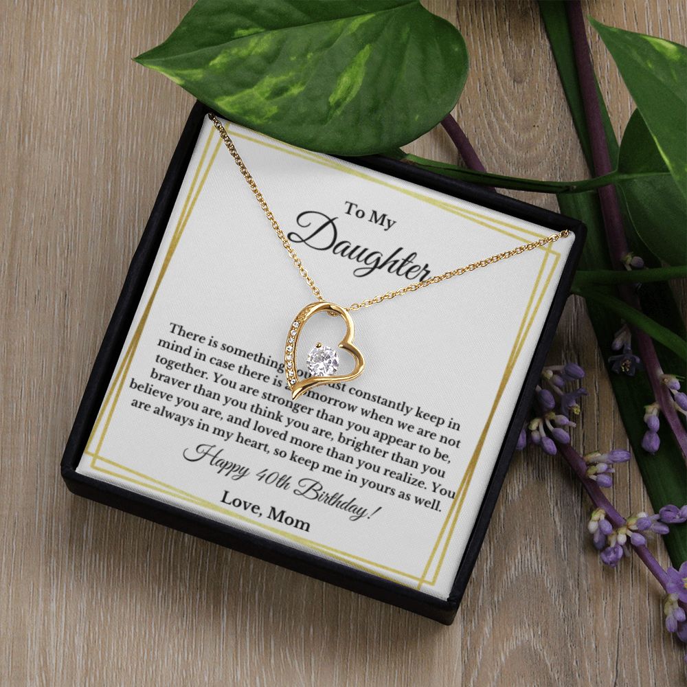 Daughter's 40th Birthday Necklace Gift With Message Card, To My Daughter 40th Birthday Gift, Daughters 40th Birthday, 40th Birthday From Mom